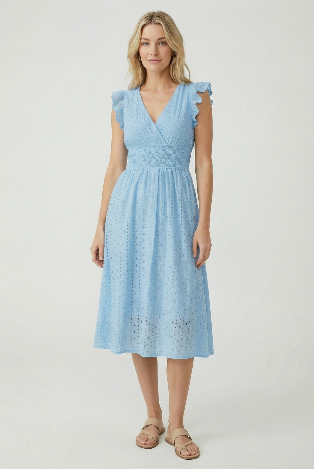 Robe trapèze pour femme | Taille froncée et manches courtes 9