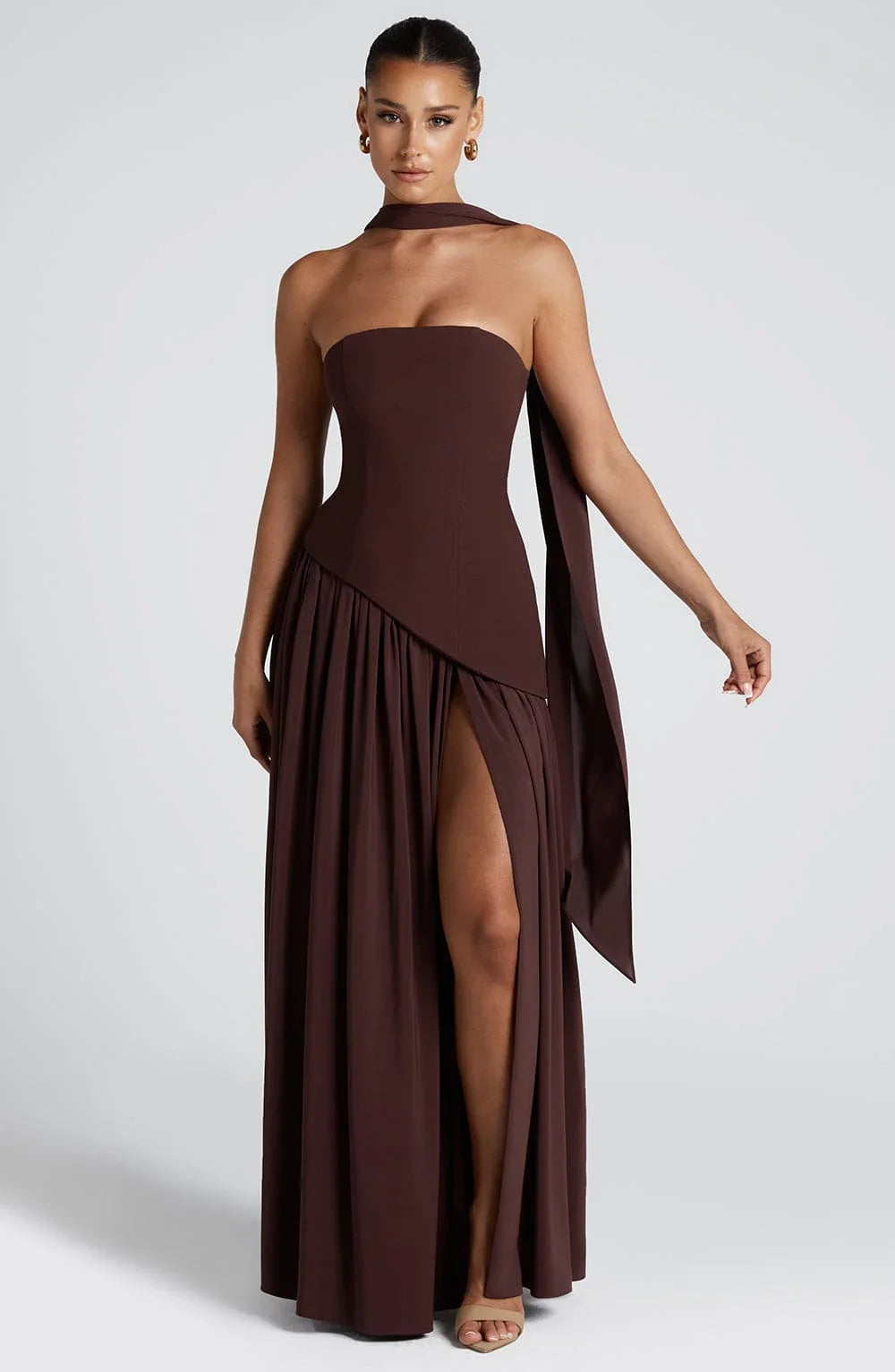Rosa Robe Longue | Bustier Corset, Détail Foulard 0