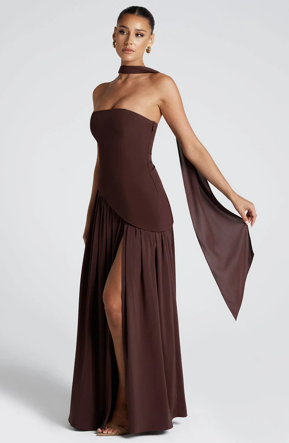 Rosa Robe Longue | Bustier Corset, Détail Foulard 1