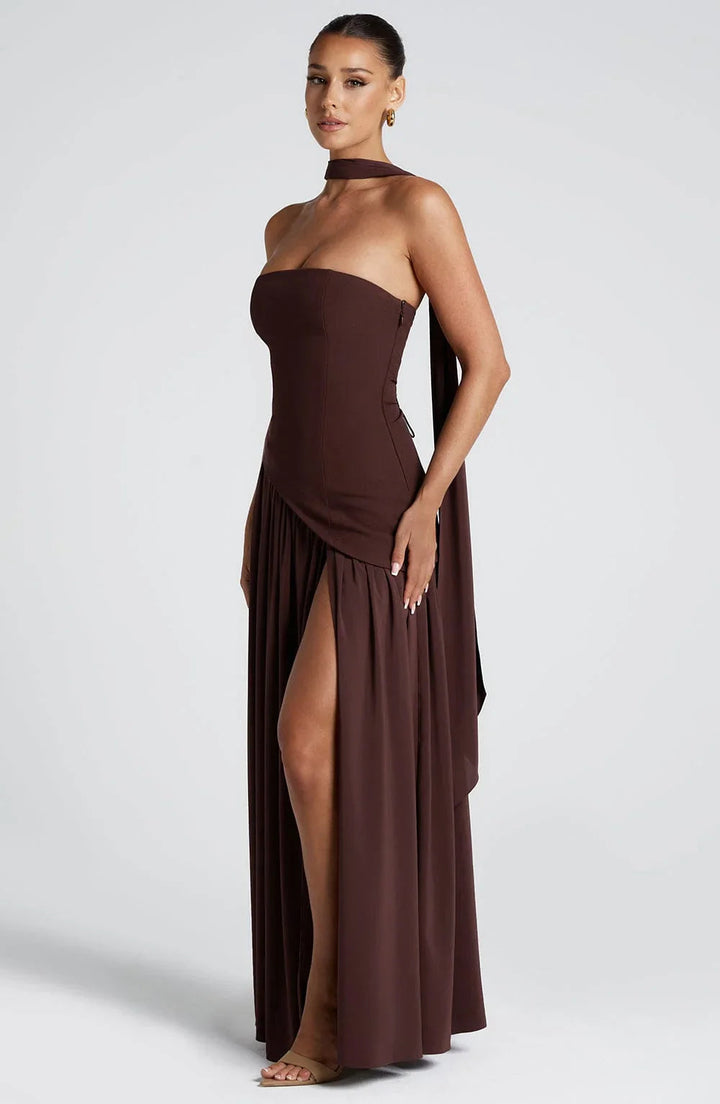 Rosa Robe Longue | Bustier Corset, Détail Foulard 5