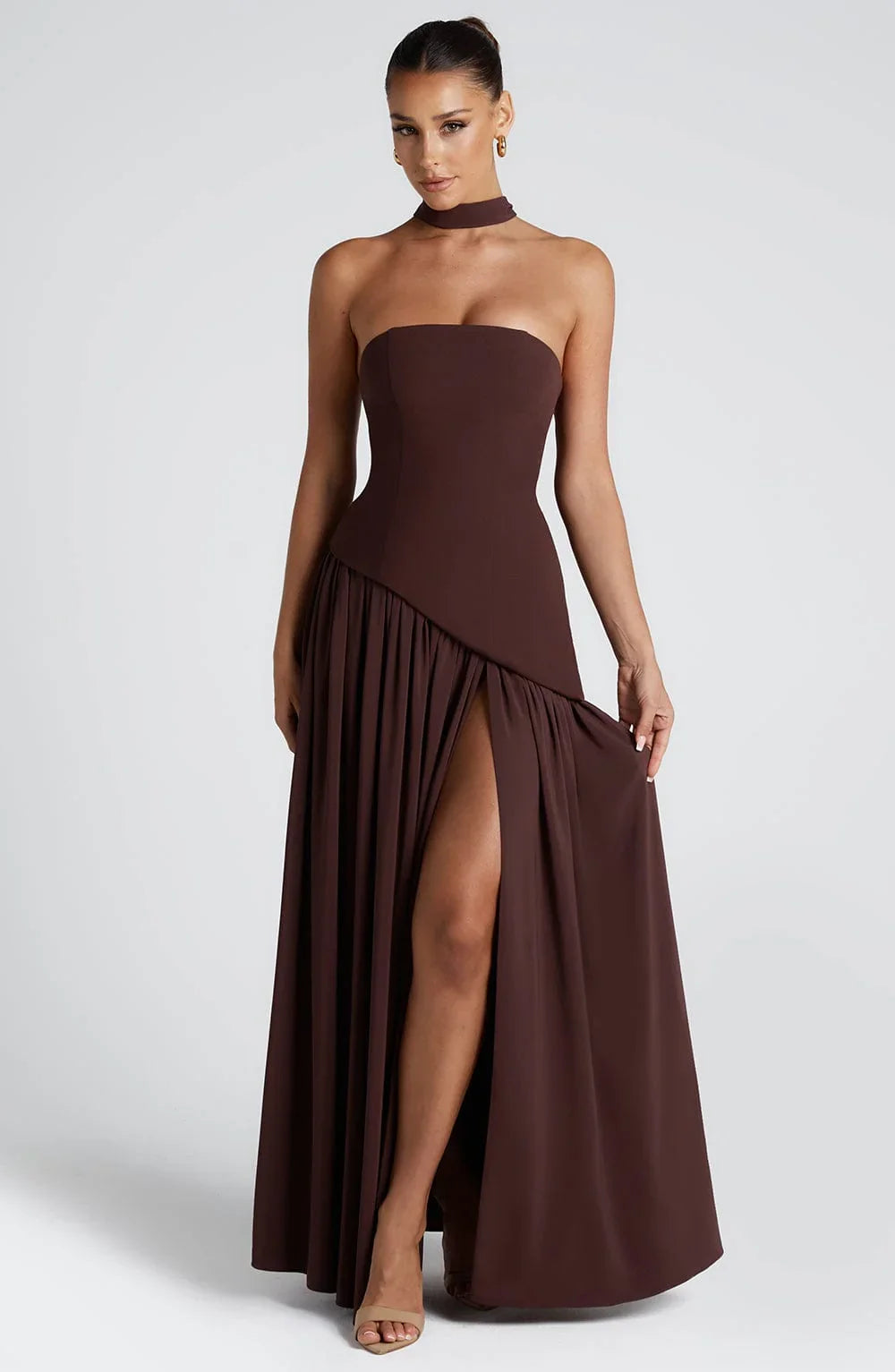 Rosa Robe Longue | Bustier Corset, Détail Foulard 6