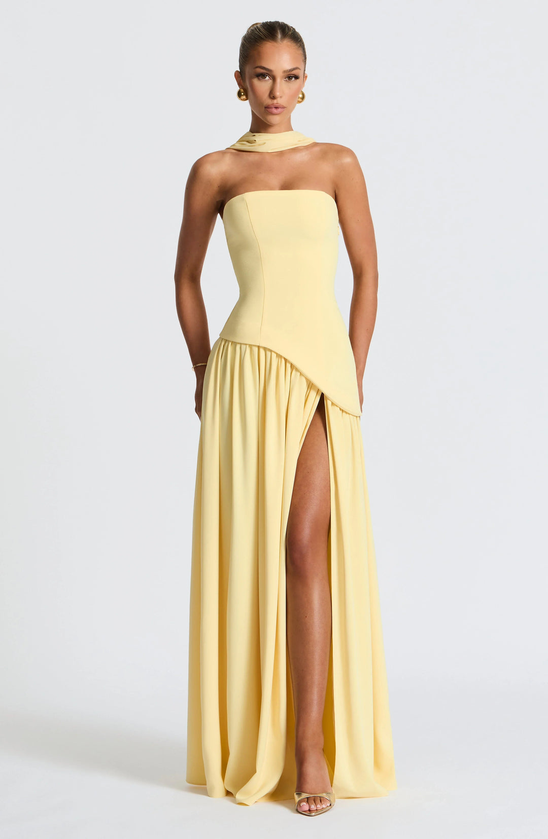 Rosa Robe Longue | Bustier Corset, Détail Foulard 8