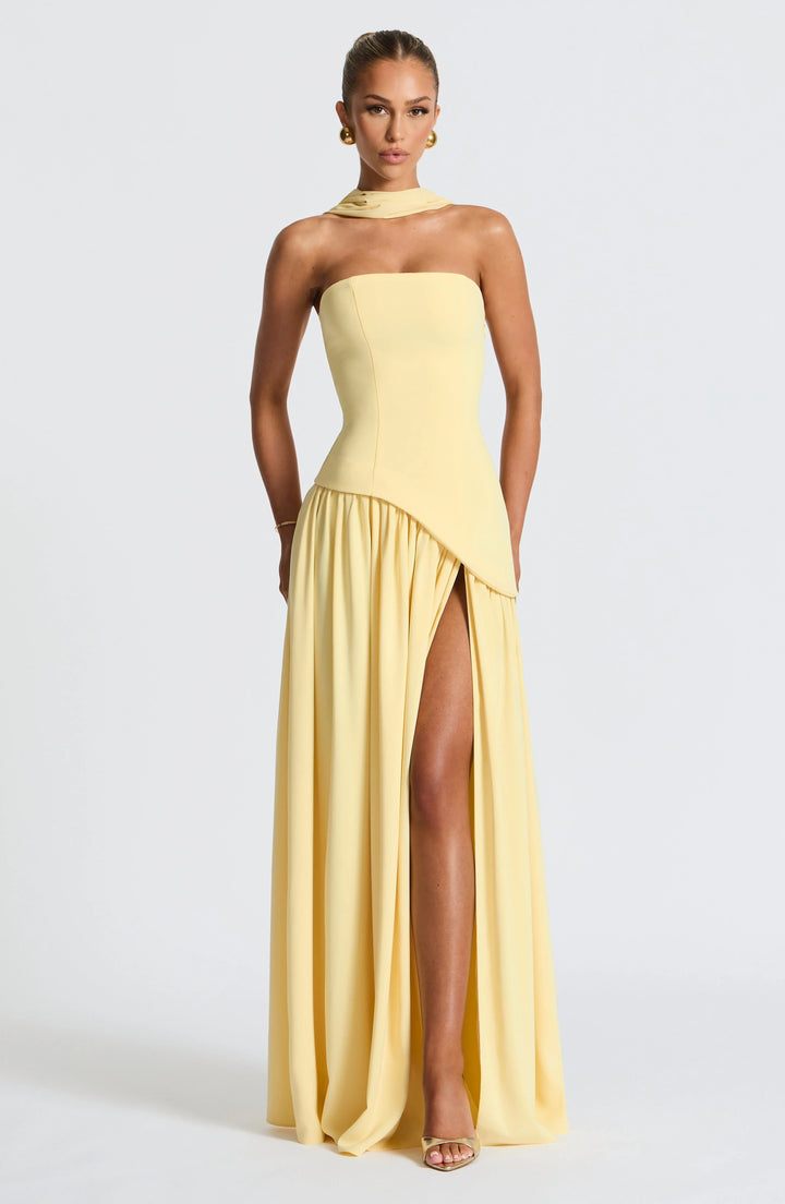 Rosa Robe Longue | Bustier Corset, Détail Foulard 8