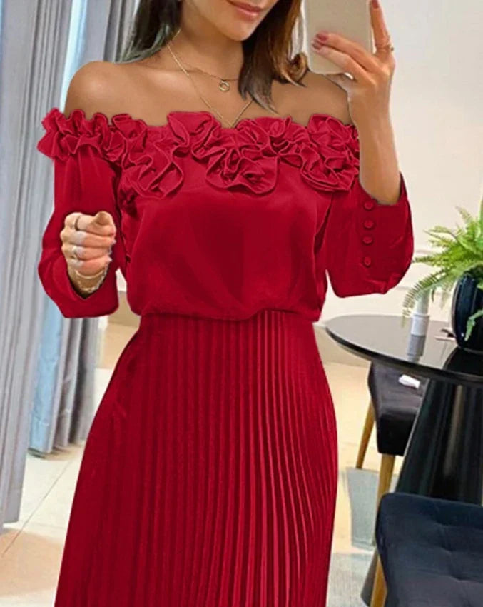 Aria™ | Robe Maxi Off-Shoulder Fluttuante