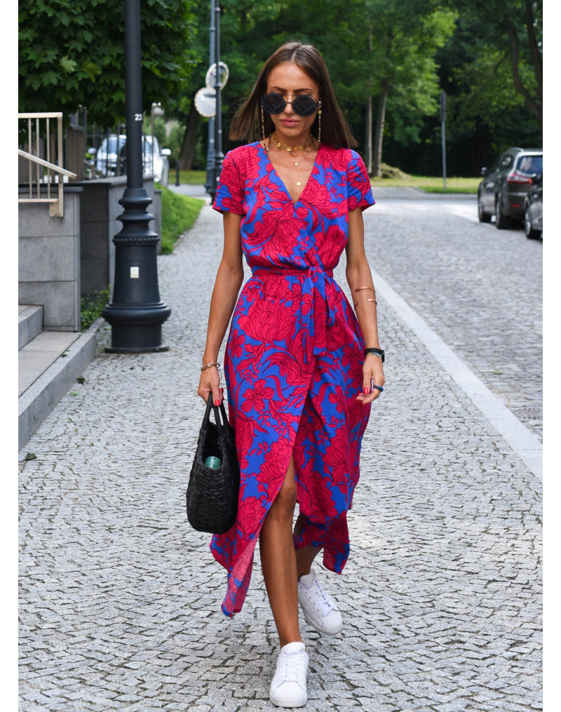 Nadine™ | Robe Midi à Fleurs Enveloppante