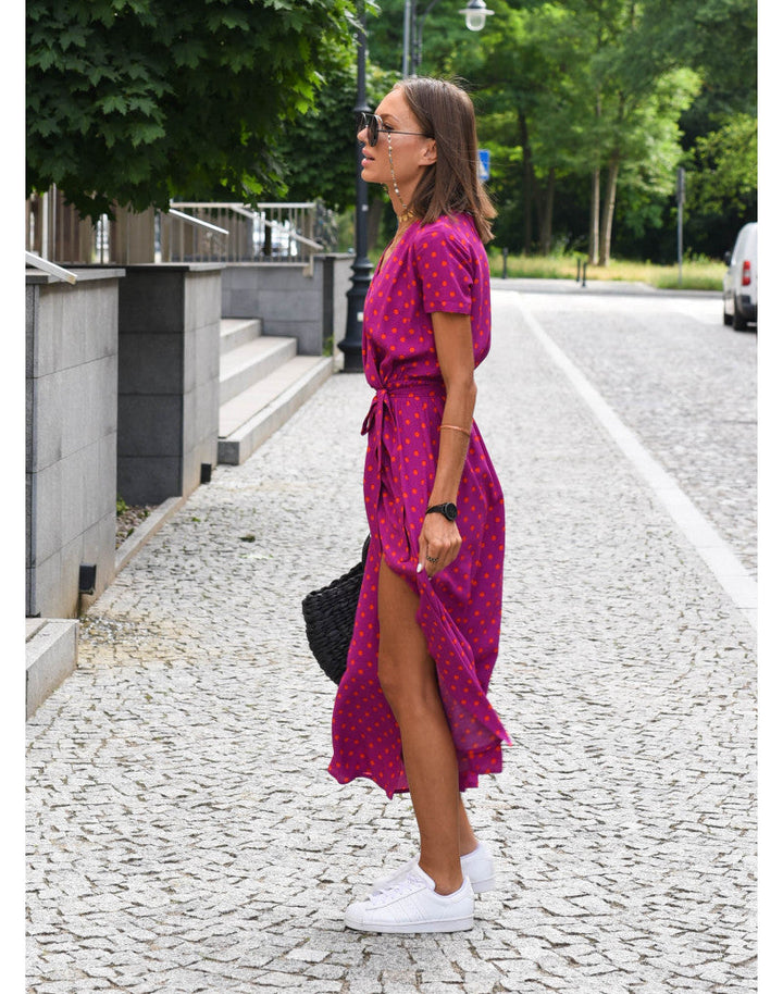 Nadine™ | Robe Midi à Fleurs Enveloppante