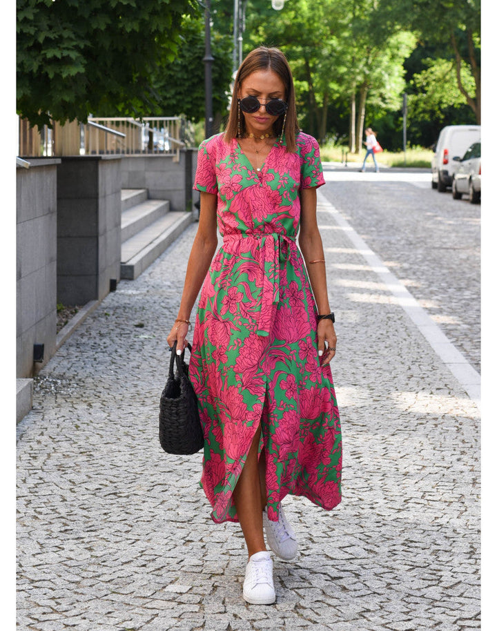 Nadine™ | Robe Midi à Fleurs Enveloppante
