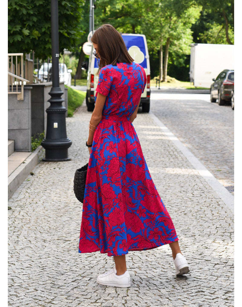 Nadine™ | Robe Midi à Fleurs Enveloppante