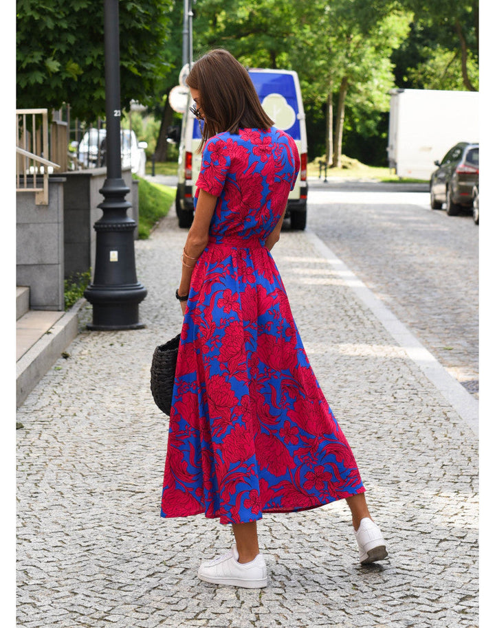 Nadine™ | Robe Midi à Fleurs Enveloppante