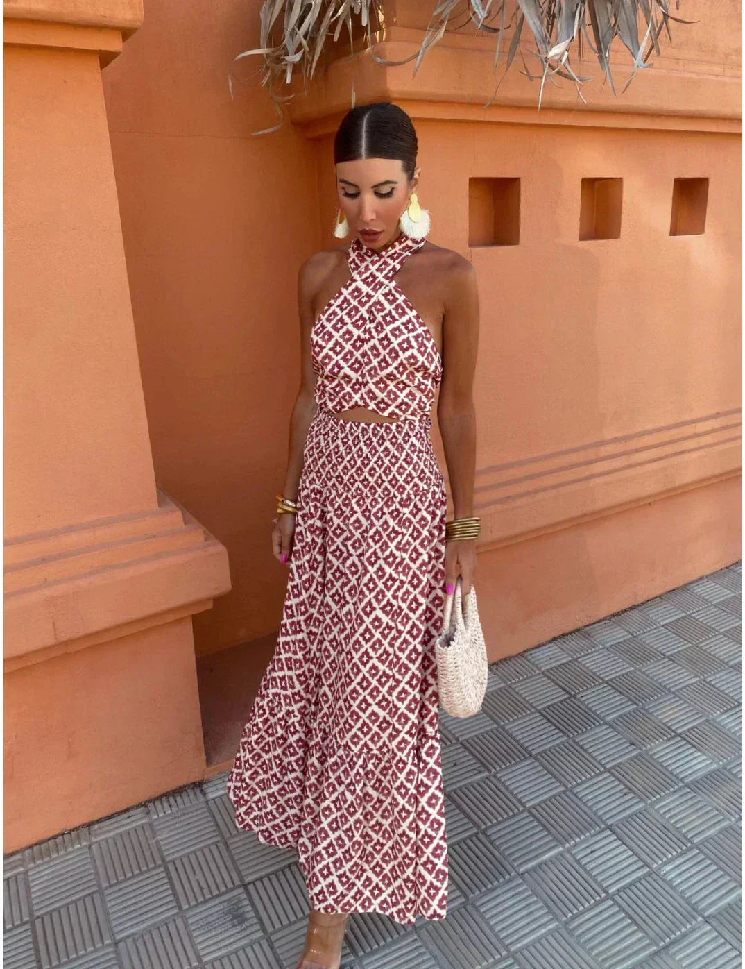 Mickay™ | Elegante Drapé Midi-jurk met Off-the-Shoulder Ontwerp
