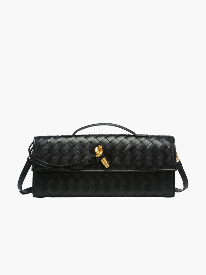 Sac à main femme | Modèle tressé avec rabat et fermeture sur le devant 0