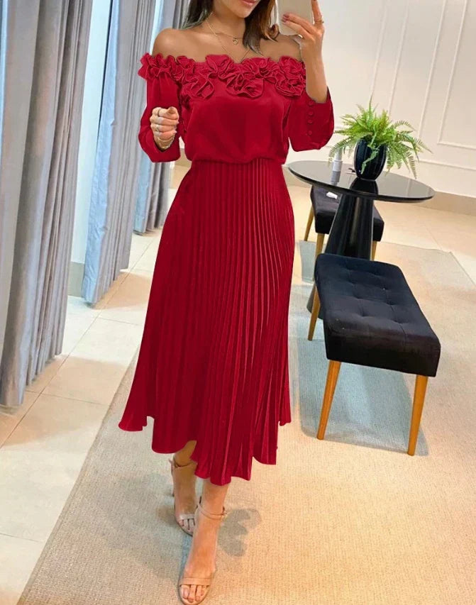 Aria™ | Robe Maxi Off-Shoulder Fluttuante