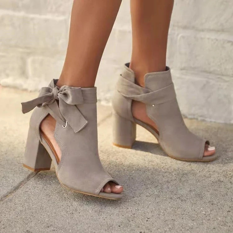 Sandales à bout ouvert pour femme avec bride à nœud à la cheville | Talon bloc 2