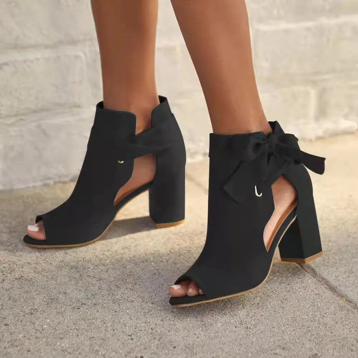 Sandales à bout ouvert pour femme avec bride à nœud à la cheville | Talon bloc 3