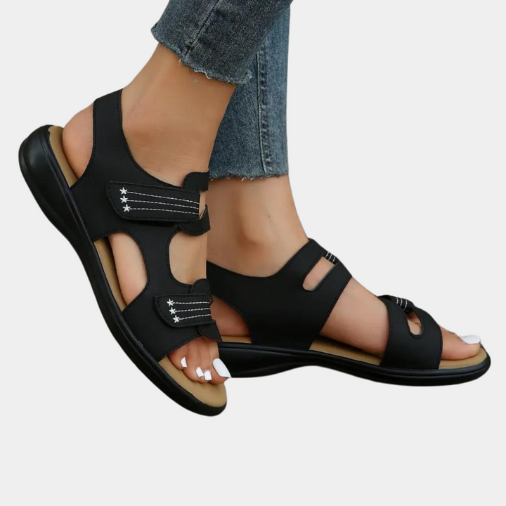 Sandales en cuir pour femmes, sandales d'été confortables pour femmes avec brides réglables 3