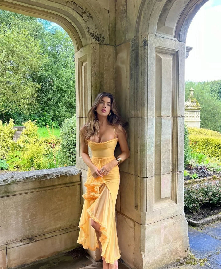 Clarissa™ | Robe Maxi en Maille Jaune