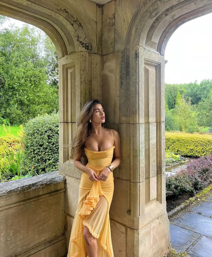 Clarissa™ | Robe Maxi en Maille Jaune