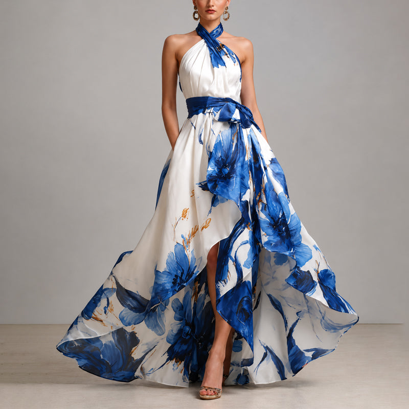Scarlett - Robe longue dos nu à fleurs pour femme 0
