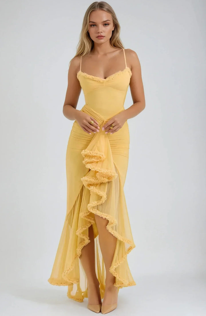 Clarissa™ | Robe Maxi en Maille Jaune