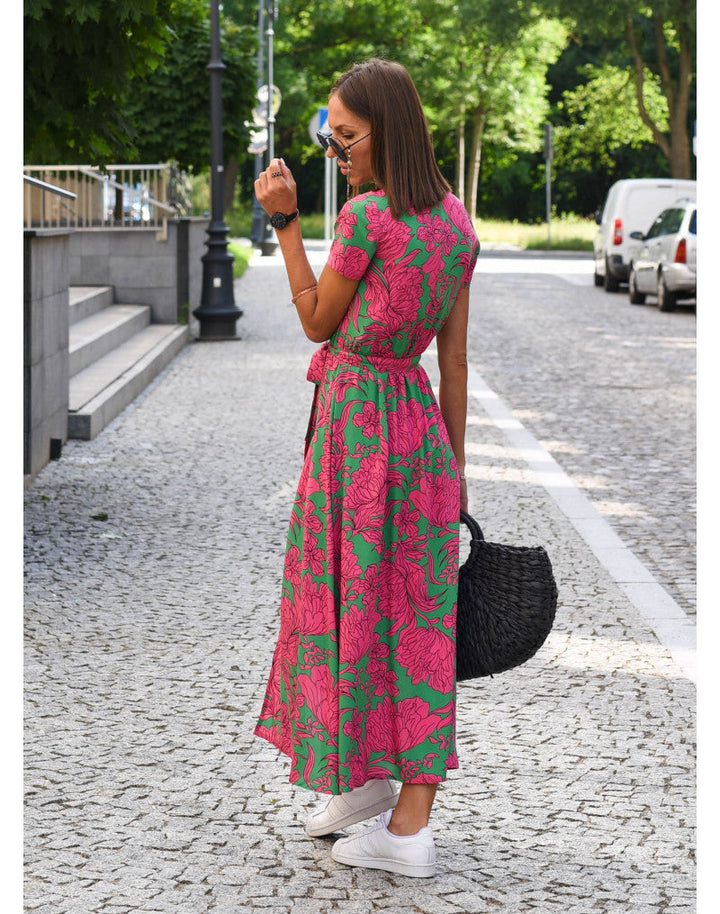 Nadine™ | Robe Midi à Fleurs Enveloppante