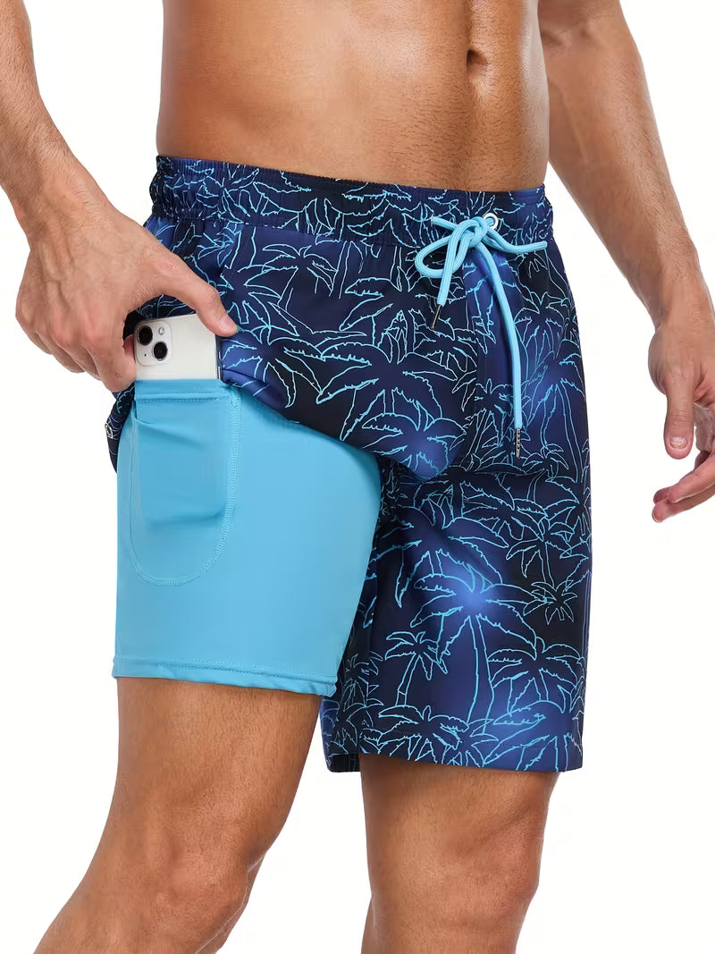 Short de bain imprimé à cordon de serrage pour homme | 0