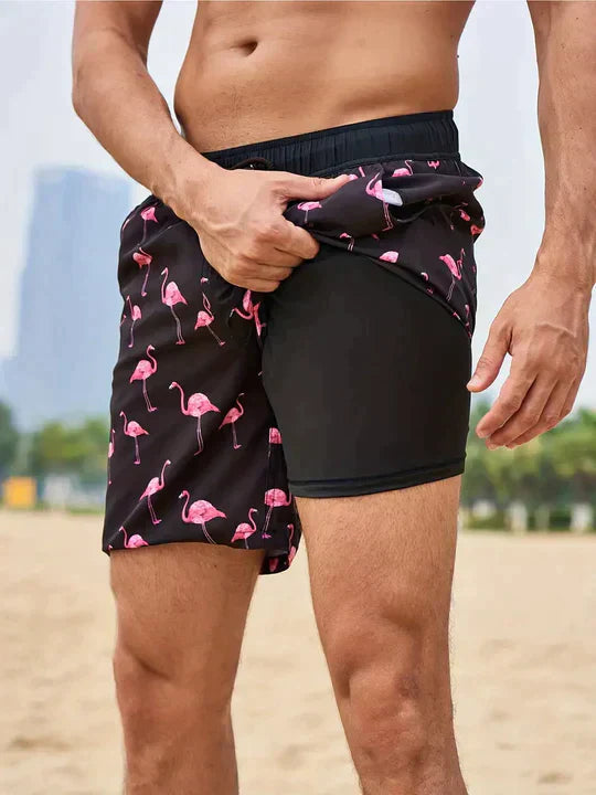 Short de bain imprimé à cordon de serrage pour homme | 1