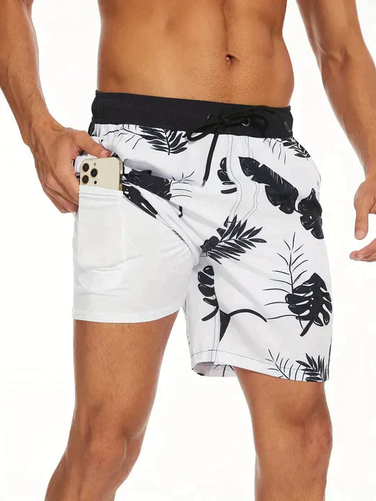 Short de bain imprimé à cordon de serrage pour homme | 2