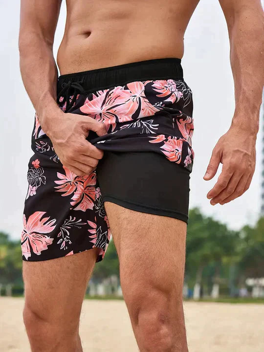 Short de bain imprimé à cordon de serrage pour homme | 4