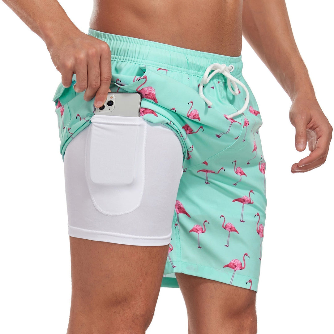 Short de bain imprimé à cordon de serrage pour homme | 5