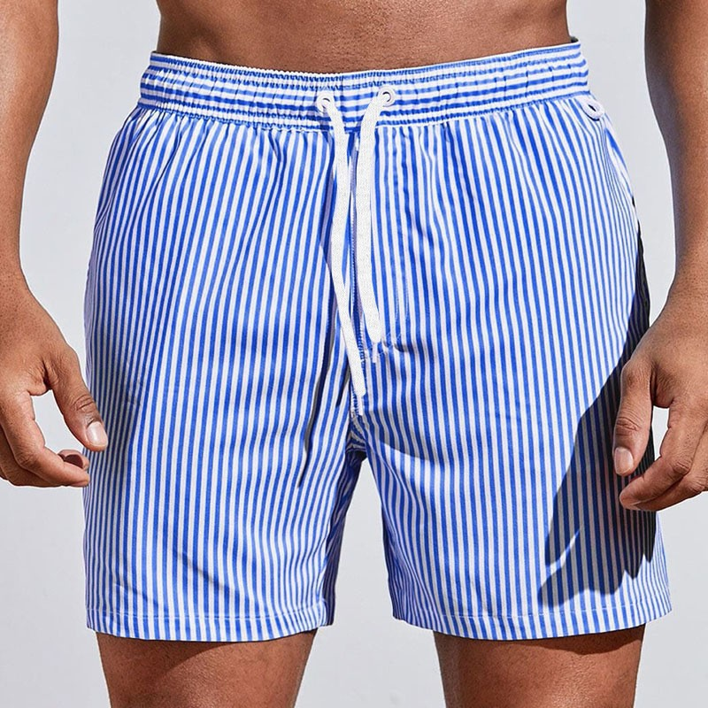 Short de bain rayé à cordon pour homme | Été 0