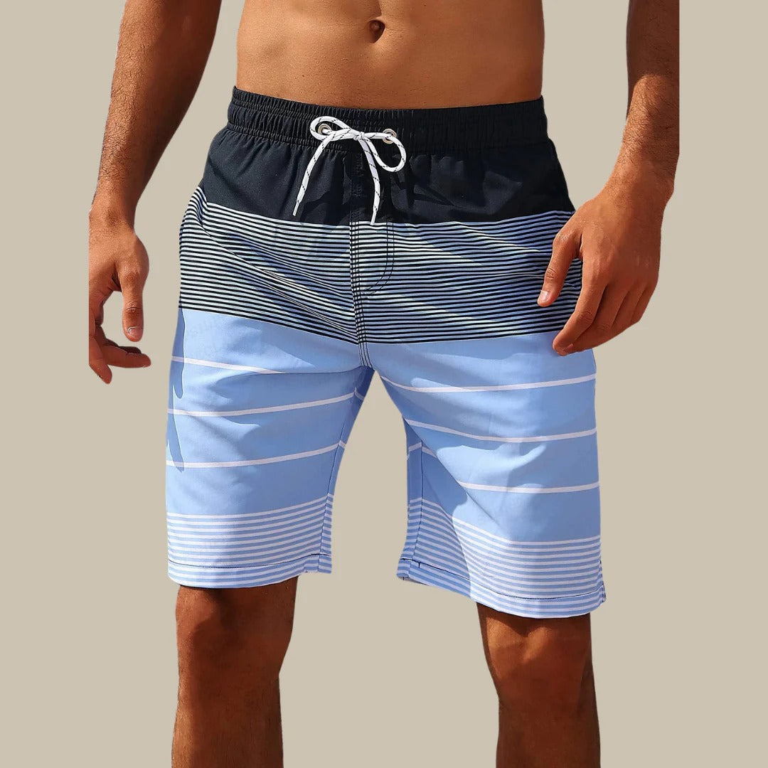 Short de bain rayé avec ceinture à nouer 0
