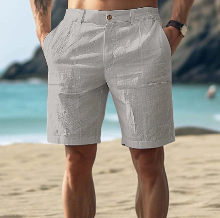 Short en lin pour homme | Coupe décontractée d'été à devant plat 2