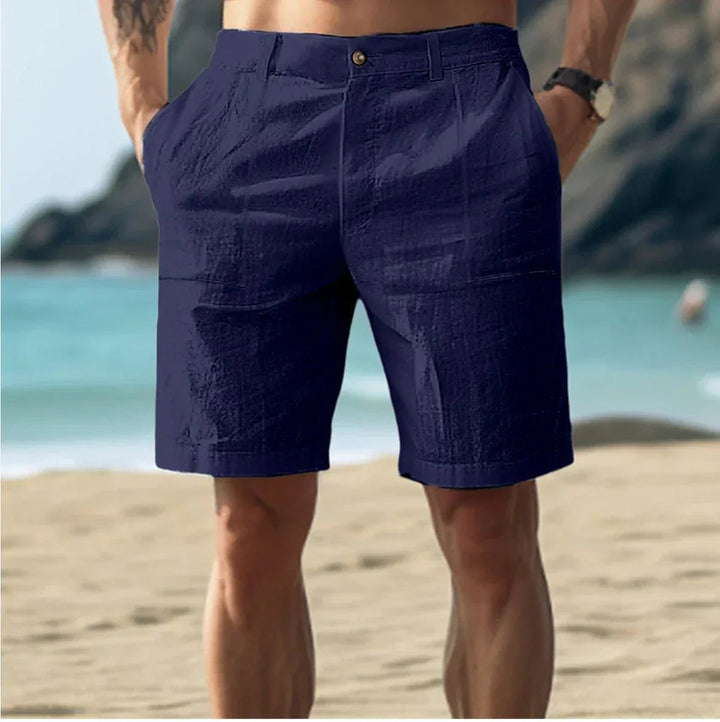 Short en lin pour homme | Coupe décontractée d'été à devant plat 3
