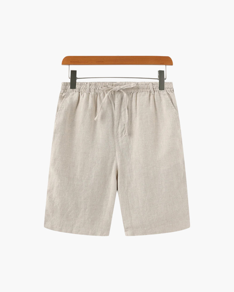 Short en lin pour homme | Taille élastiquée avec cordon de serrage et poche zippée 0
