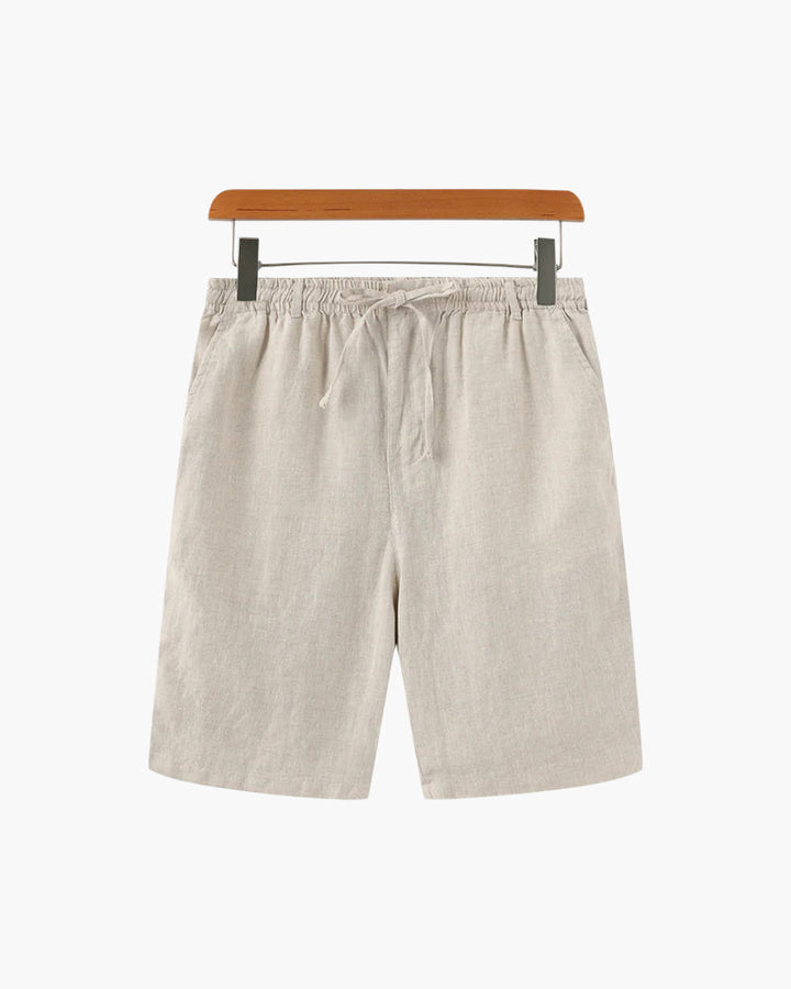 Short en lin pour homme | Taille élastiquée avec cordon de serrage et poche zippée 0