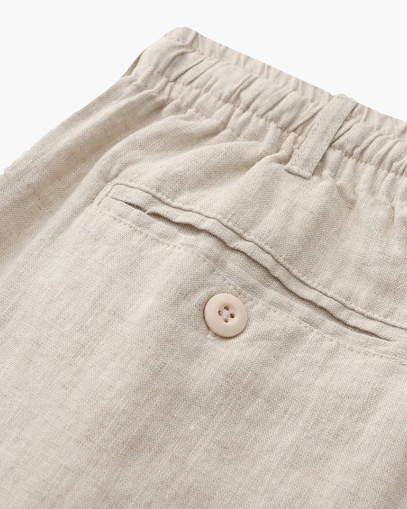 Short en lin pour homme | Taille élastiquée avec cordon de serrage et poche zippée 2