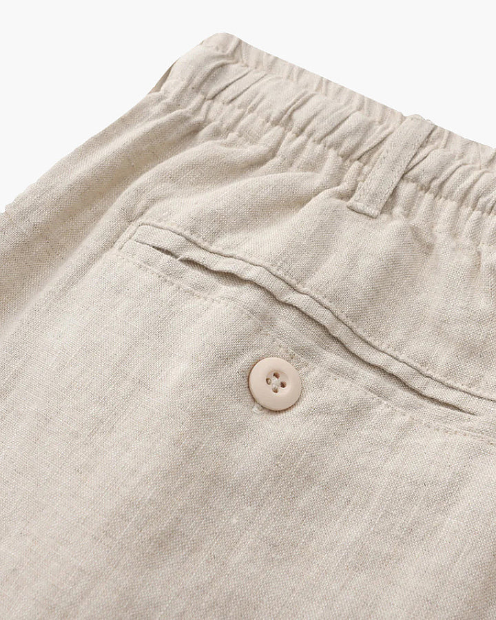 Short en lin pour homme | Taille élastiquée avec cordon de serrage et poche zippée 2