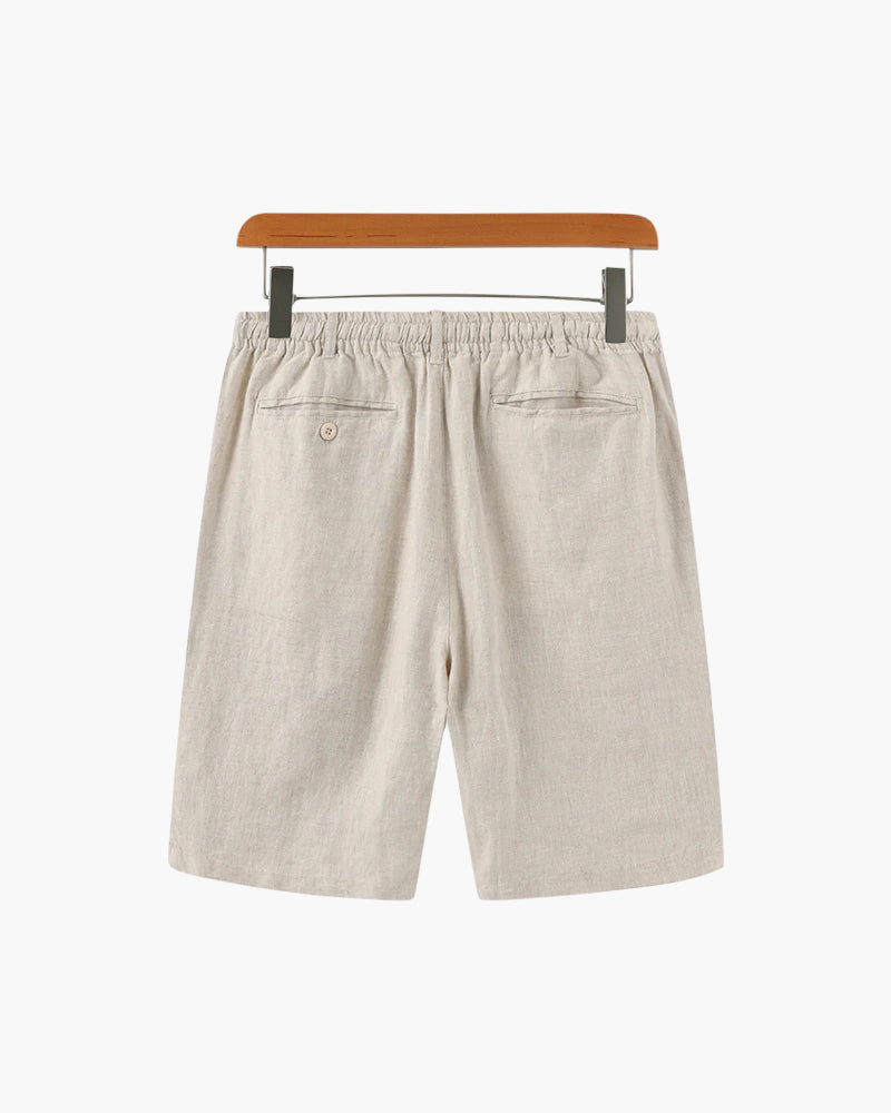 Short en lin pour homme | Taille élastiquée avec cordon de serrage et poche zippée 5