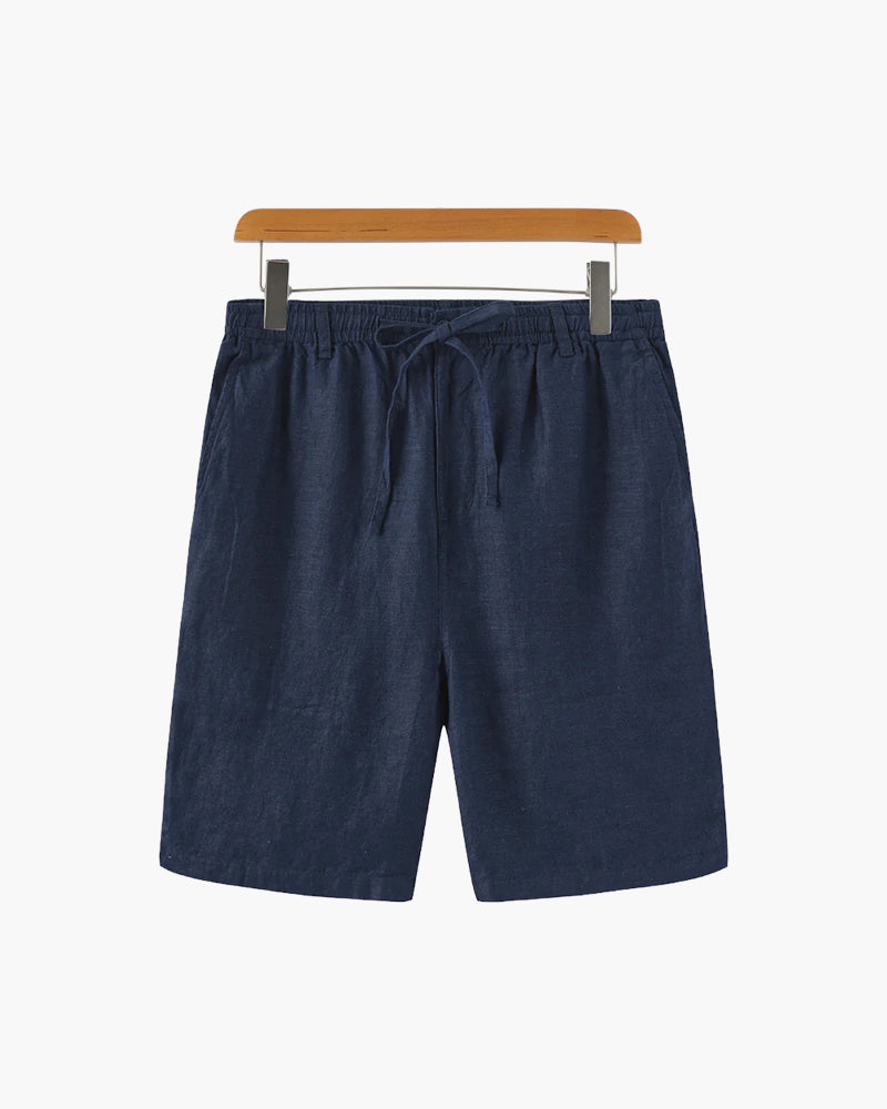 Short en lin pour homme | Taille élastiquée avec cordon de serrage et poche zippée 9
