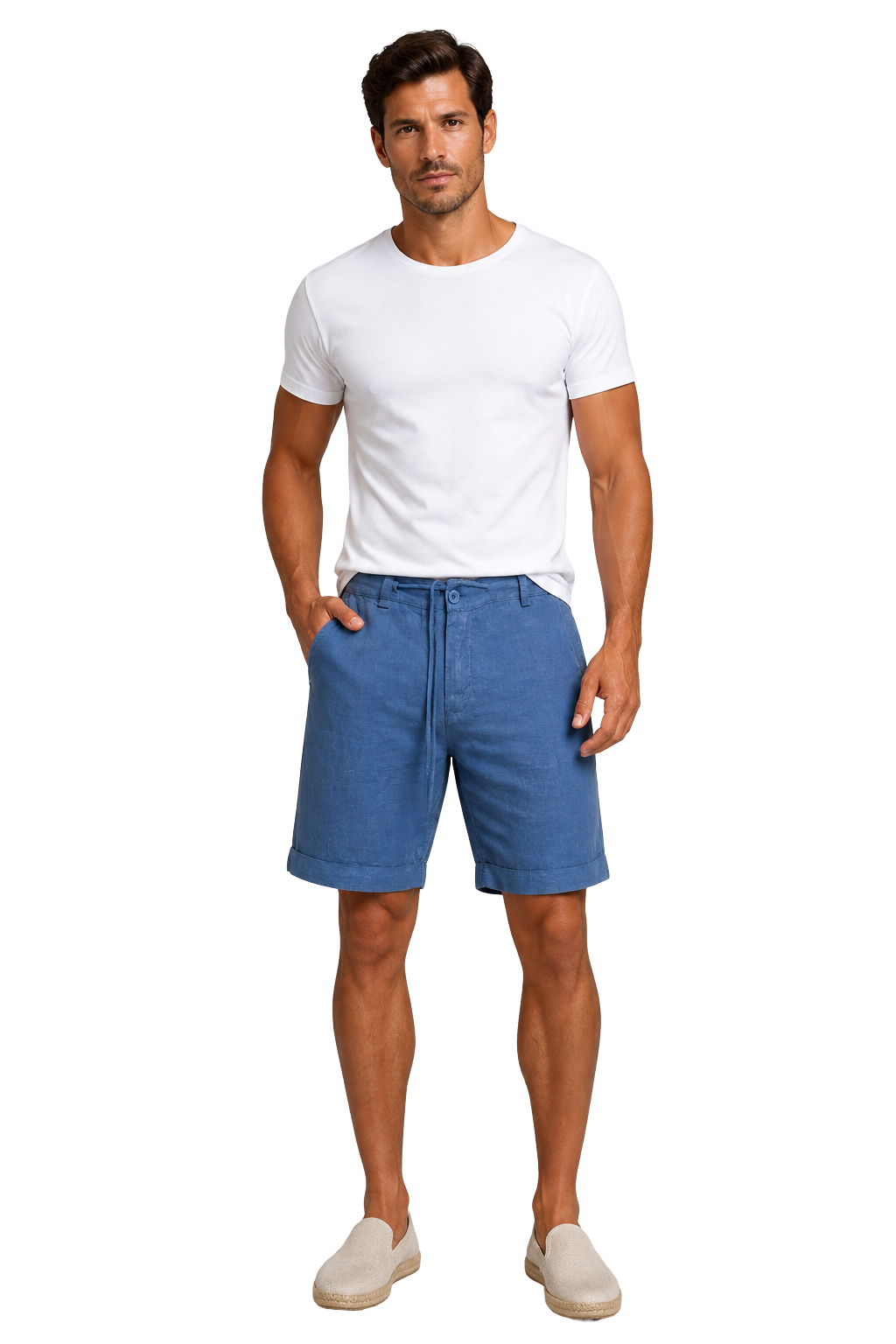 Short en lin pour homme avec cordon de serrage et ourlets roulés 3