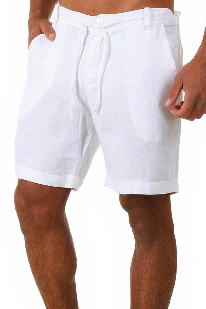 Short en lin pour homme avec cordon de serrage et ourlets roulés 4