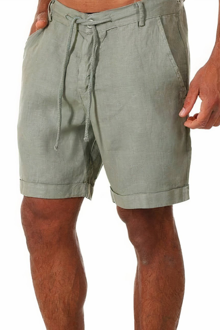 Short en lin pour homme avec cordon de serrage et ourlets roulés 6