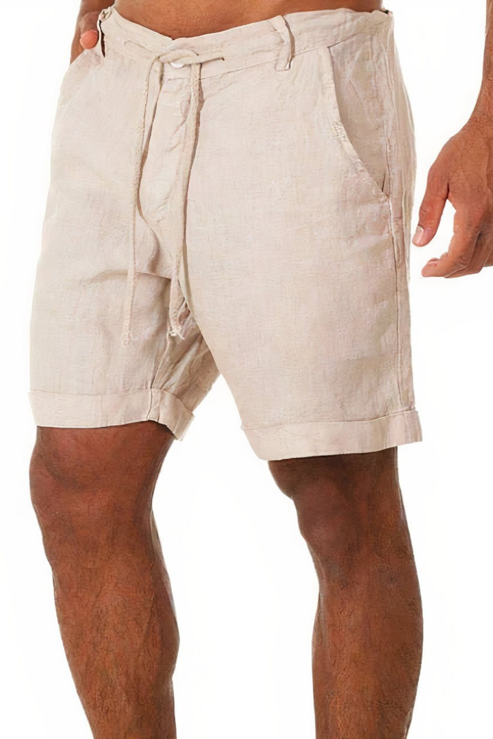 Short en lin pour homme avec cordon de serrage et ourlets roulés 7