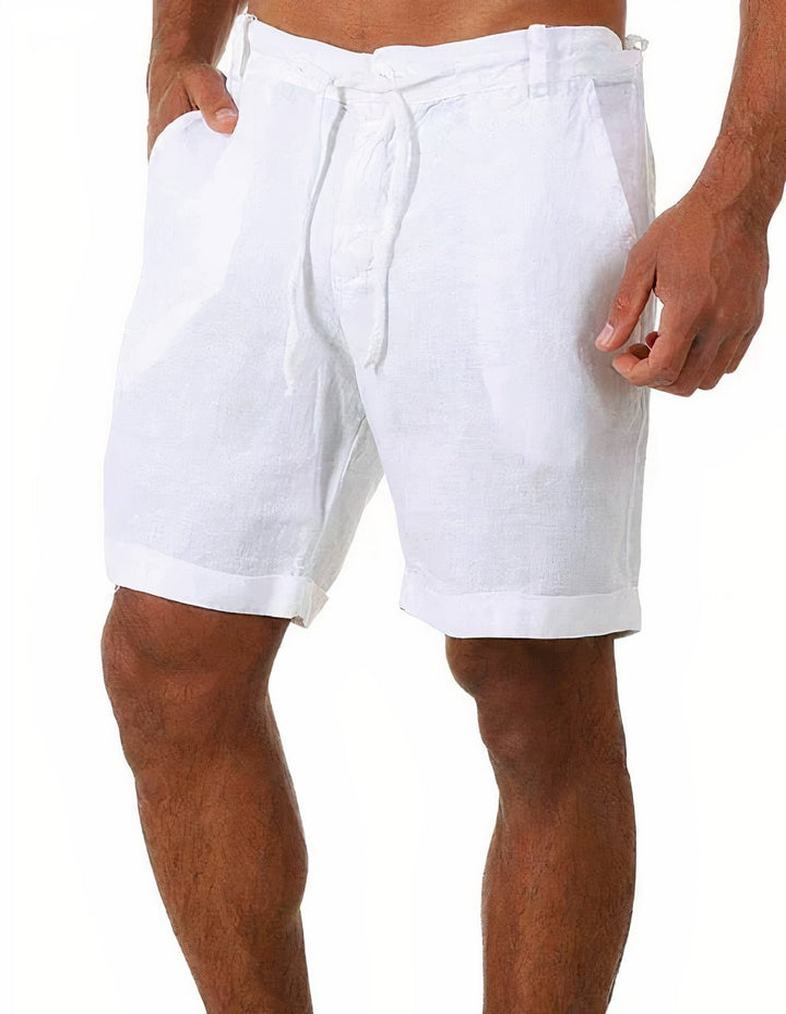 Short en lin pour homme avec revers | Short d'été décontracté à cordon de serrage 7