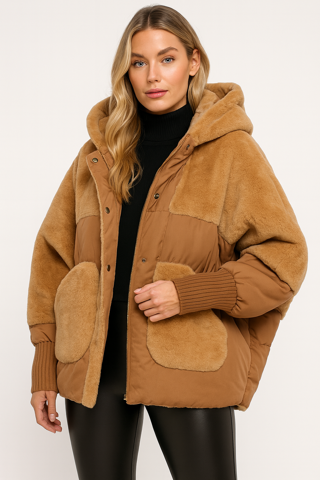 Manteau pour femme | Veste d’hiver en fausse fourrure avec coupe ample