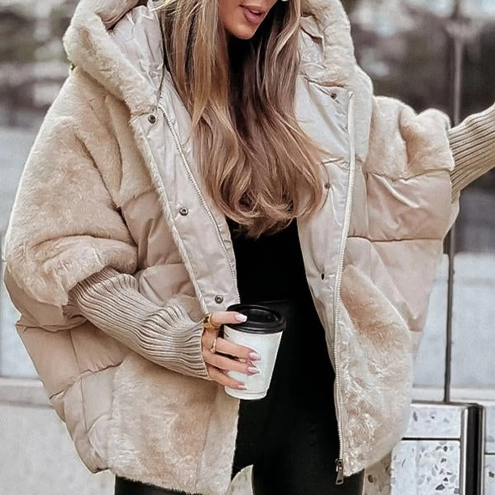 Manteau pour femme | Veste d’hiver en fausse fourrure avec coupe ample