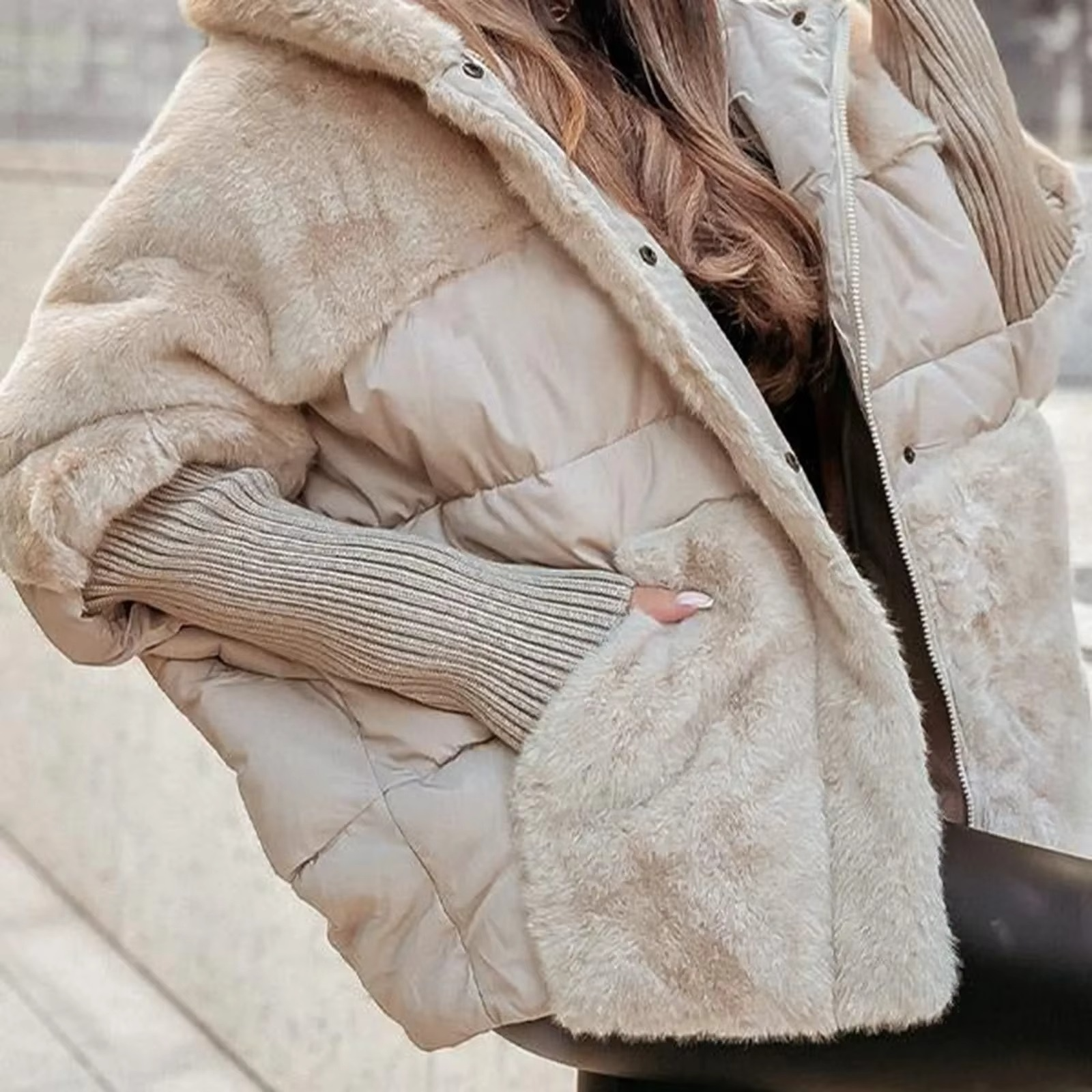 Manteau pour femme | Veste d’hiver en fausse fourrure avec coupe ample