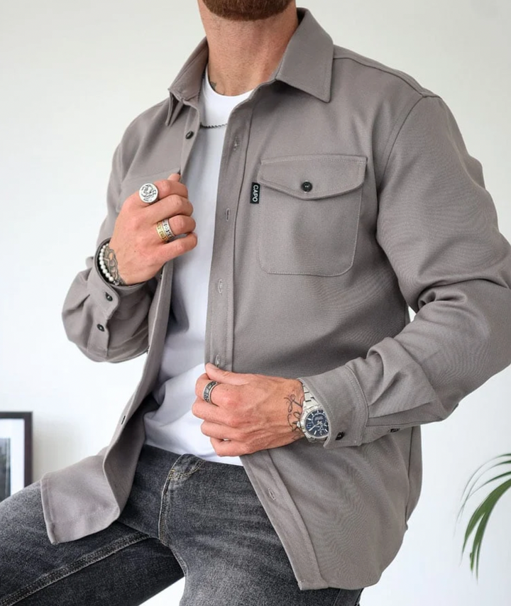Surchemise décontractée pour homme avec fermeture boutonnée et poches poitrine 3