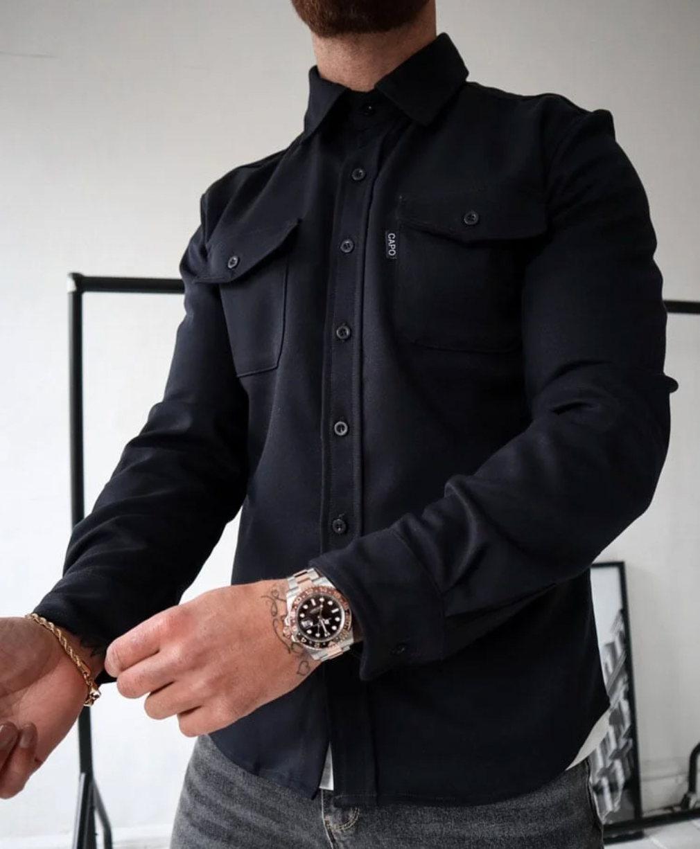 Surchemise décontractée pour homme avec fermeture boutonnée et poches poitrine 5
