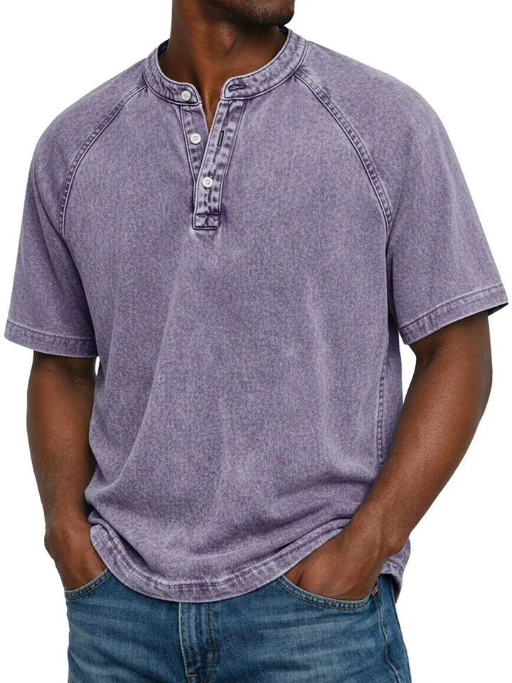 T-shirt homme | Henley vintage à boutons 0